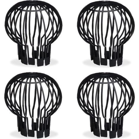 Filtre gouttière, lot Pratique de 4, Plastique, crépine, Protection, écoulement de l’Eau, Ø 12 cm, Noir