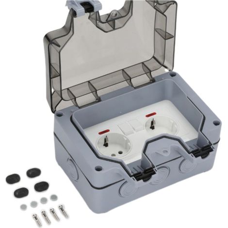YMYNY Prise Étanche Double Prise Electrique Extérieure IP66 Étanche Prise Murale 16A