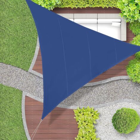 Voile d’ombrage Triangle, imperméable, Anti-UV, tendeurs, terrasse, Balcon, 6x6x6 m, Bleu (1/5)
