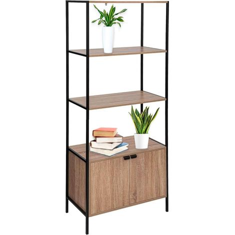 Libreria Scaffale 2 Ripiani Con Mobile Basso 68x35x176cm Nero (1/5)