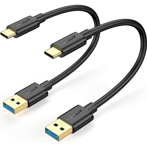 Câble USB C court, 0,3 m x 2 10 Gbps USB C vers USB 3.1 GEN 2 Câble de charge et câble de données pour Android Auto, iPhone 16/15 Pro Max, Galaxy S22/S23 ultra, Huawei P20/50 Pro, Google Pixel (1/5)