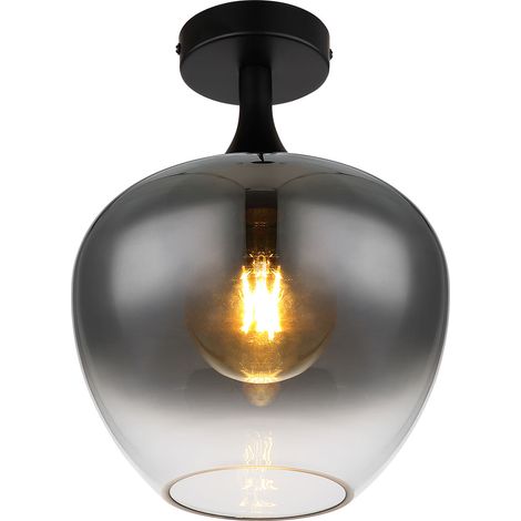 Globo - plafoniera - Maxy - nero - vetro vetro fumé - Ø 24cm -