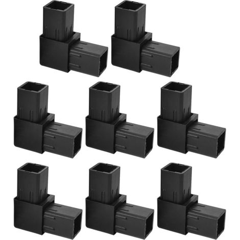 Raccords de tuyauterie Healeved en PVC noir (lot 8) pour tubes carrés 25 x mm. Montage facile et