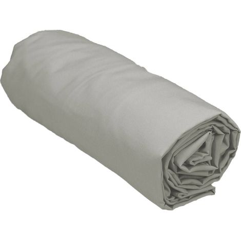 Drap-housse Percale de coton SENSEI - Taupe - 140x200 (1/2)