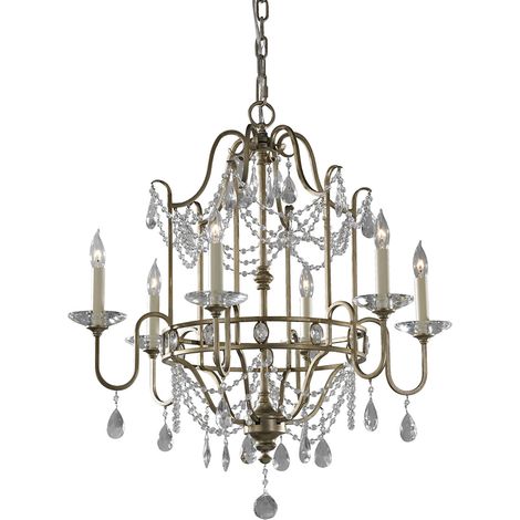 Elstead Gianna - Lampadario a 6 luci finitura argento, attacco E14 (1/4)