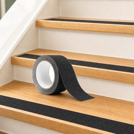 Ruban Anti-derapant Escalier PVC 5 cm x 10 m Noir - Bande Antiderapante Abrasive Fluo (1/4)