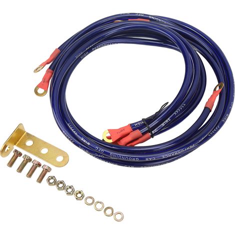 Lot de 5 câbles ignifugés en cuivre pur pour onduleur de batterie, universels pour véhicules, camping-cars et motos (bleu). (1/5)