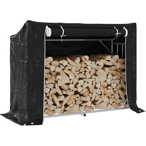 Brennholzregal mit Regenschutz 151x60,5x110,5 cm Stahl Verzinkt