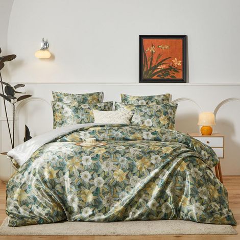 Satin Bettwäsche 135x200 cm mit Blumenmuster, 2-teilig, inkl. Kissenbezug 80x80 cm