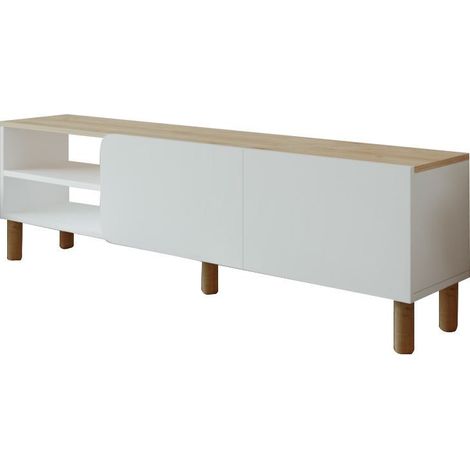Meuble TV en bois "River" - 150 x 31 x 48 cm - Blanc