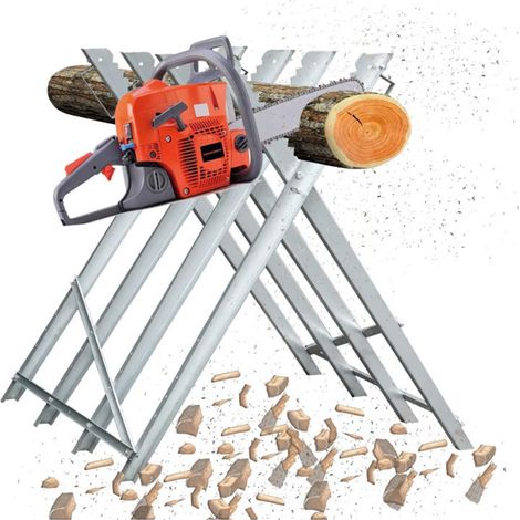 Soporte de corte de madera, soporte galvanizado plegable para aserrar madera - 4 filas, carga máxima 100 kg (1/5)