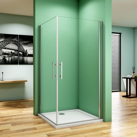 B:90xT:90x185cm Schwingtür Duschtür ESG Nano-Glas Eckeinstieg Duschabtrennung Dusche Duschkabine (1/5)
