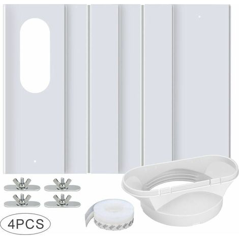 Dpzo – Ensemble de 4 plaques réglables pour climatiseur portable – Longueur 43 à 140 cm – PVC durable – Installation facile sur fenêtres coulissantes (1/5)