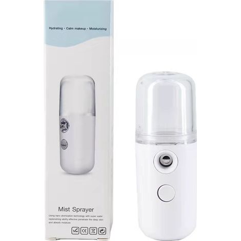 Brumisateur facial rechargeable USB, appareil de beauté portable, humidificateur à spray - Blanc ivoire (1/3)