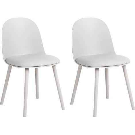 Set di 2 sedie da pranzo rivestite in similpelle con struttura sintetica grigio chiaro Ankeny (1/5)