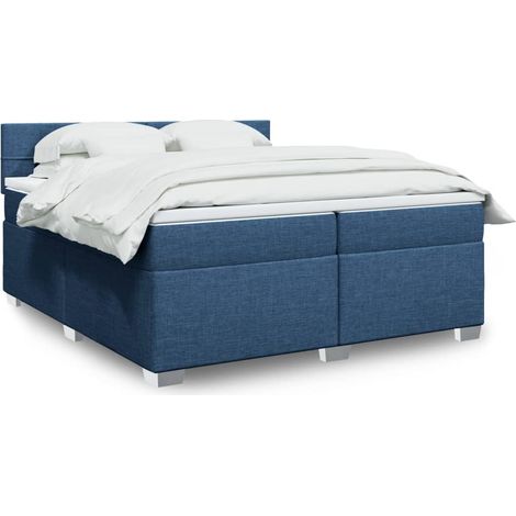 Boxspringbett mit Matratze Blau 200x200 cm Stoff