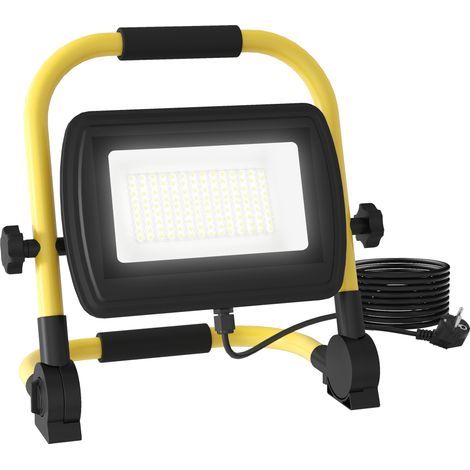 Projecteur LED jaune, 4250 lumens, IP65, 6500 K, résistant aux intempéries, réglable et portable, 25,5 x 16 x 25,5 cm (1/5)