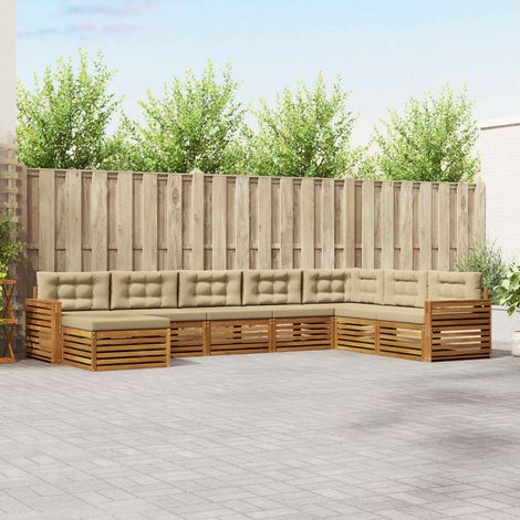 Outdoor-Sofagarnitur 8 pcs Natur und Beige Massivholz Akazie (1/5)