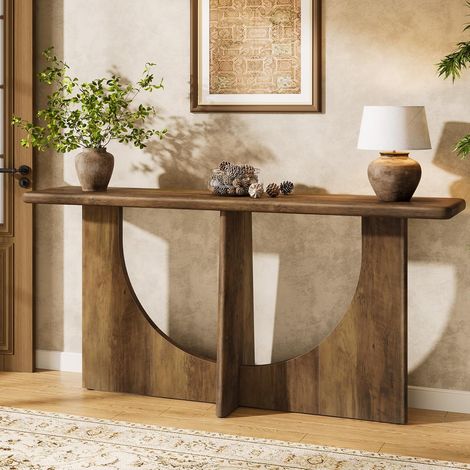 Tribesigns Console Table for Entryway, 71-Inch Farmhouse Entryway Table with Sturdy Geometric Frame, Extra Long Sofa Console Behind The Couch for Living Room, Foyer, Entrance, Rustic Brown (1/5)