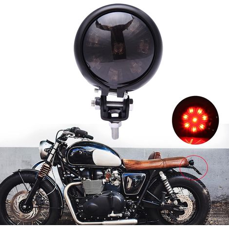 Moto Feux Arrière Feu Stop Rouge LED Lampe Feu de Freinage pour Cafe Racer Scrambler Cruiser Chopper Bobber Street Bike Custom (1/5)