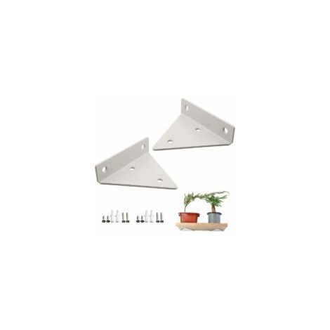 Juego de 2 soportes flotantes para estantes, soportes de pared para estantes, soportes metálicos resistentes para estantes, soportes de acero para estantes de pared, color blanco - Crezuo (1/4)