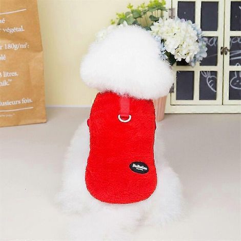 Ropa suave de forro polar para perros pequeños y medianos, chaleco de invierno cálido para cachorros y gatos, chaqueta para chihuahua, teddy, yorkshire terrier, shih tzu, suéter 6 rojo (1/5)