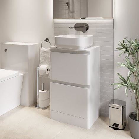 Bathroom Cloakroom Vanity Unit Wash Storage Cabinet Countertop Basin White 500mm (1/5)