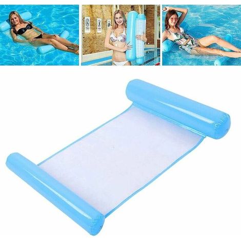 Aufblasbare Wasserhängematte, verstellbares Schwimmsofa, aufblasbare Poolliege 4-in-1 Mehrzweck-Faltbare Schwimmhängematte Tragbare Ultraleichte Liege für den Strand (blau) (1/5)