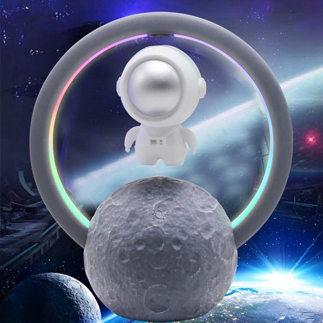 Enceinte Bluetooth Astronaute 598B Argent, Lévitation Magnétique 360°, Lumière RGB Tactile, Haut-parleur Surround (1/5)