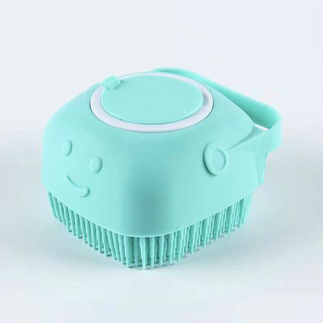 Brosse de Bain Démêlante en Silicone pour Chiens à Poils Courts et Longs Accessoire de Toilettage de Massage et Nettoyage Rapide avec Réservoir et Distributeur d'Eau et de Shampoing (BLEUE) (1/5)