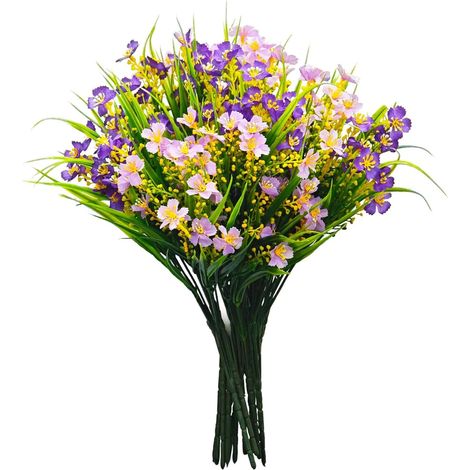 Ramo decorativo de flores artificiales color morado, 35 cm, 8 unidades.