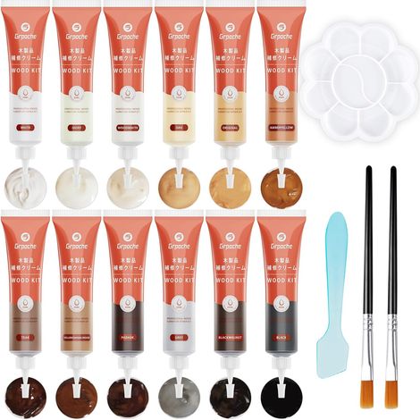 Kit Reparation Parquet, 12 Couleurs avec Outils de Mise à Niveau Pour Meubles, Remplissages Pour Taches, Rayures, Sols, Tables, Poteaux de Lit (1/5)