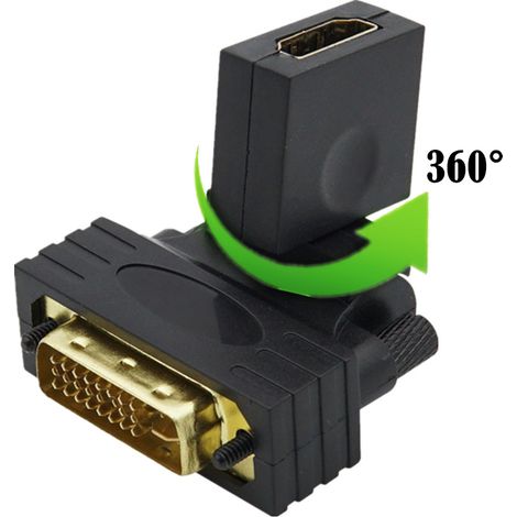 24+1 Male to HD Female DVI Adapter, 360° Rotating, 180° Right Angle Male to HD Female DVI Toggle Head (1/5)