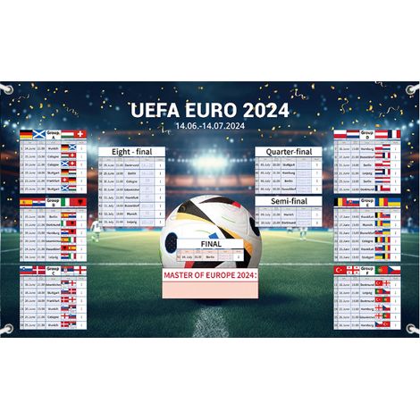European Football Schedule Poster/European Championship 2024 Poster, 110 x 180 cm
