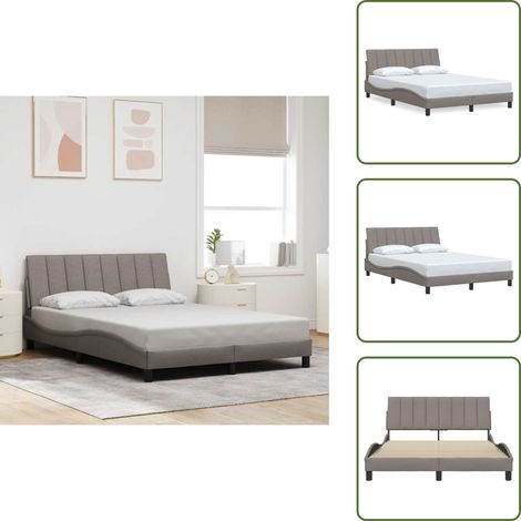 Schlafzimmer - vidaXL Bettgestell ohne Matratze "Hanko" Taupe 140x200 cm Stoff - Polsterbett (1/5)