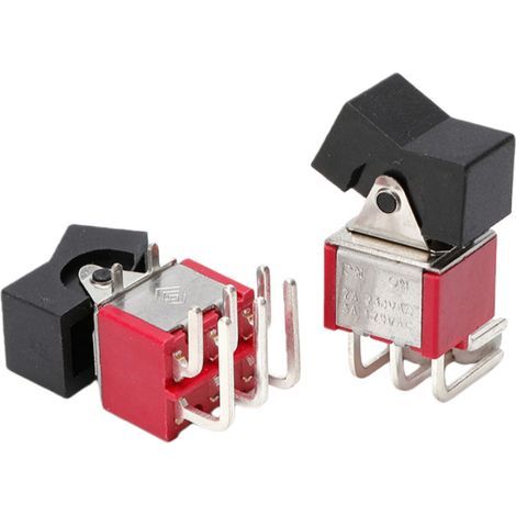 Abgewinkelter Druckknopfschalter, 6 mm Öffnung, zweite und dritte Geschwindigkeit, horizontaler Seitengriff, Kipphebel, drehbarer Kipphebel, 3 Füße, 6 Füße, 2 Geschwindigkeiten, abgewinkelt (1/5)