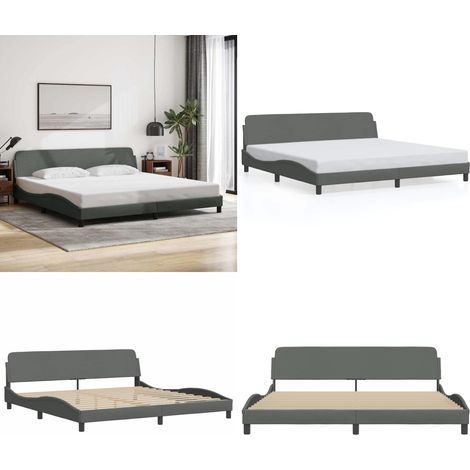 Bettgestell ohne Matratze Dunkelgrau 200x200 cm Stoff - Bettes Gestell - Doppelbett - Holzrahmen - Massivholzbette - Schlafzimmer Möbel - Home & Living (1/5)