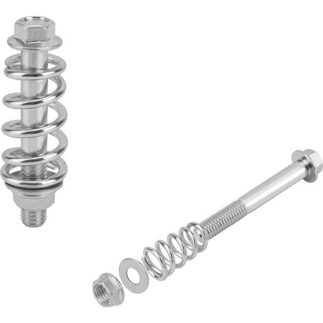 Kit de Boulons d'Échappement en Acier au Carbone - Argentés avec Ressorts, Écrous, Joints et Brides (1/5)