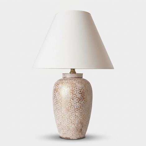 Kerzenlampe aus Keramik mit Stoffschirm Marel
