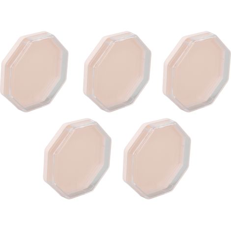 Boîte de rangement pour houppettes roses octogonales portables (lot de 5) pour houppettes de maquillage et capsules d'ongles. (1/5)