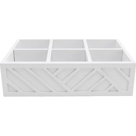 6-Compartment Wooden Coffee Station Organizer with Paulownia Wood Construction and Carved Design for Storing Coffee Pods and Tea Bags (1/5)
