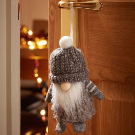 16cm Grey Gonk with Bobble Hat Hanging Christmas Pendant Decoration (1/5)