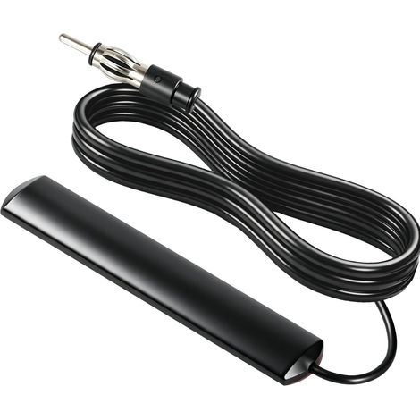 Antenne Autoradio Universelle Collante FM/AM avec Adaptateur DIN et Câble 3 Mètres, Antenne Voiture Autoradio FM pour Pare-Brise, Gain 5dBi, Compatible avec Auto Camion SUV Bateaux et Véhicules (1/5)