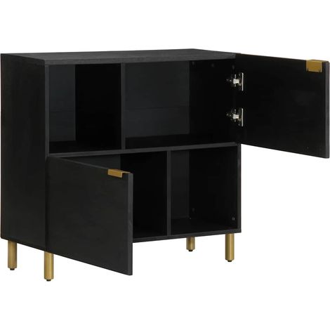 Buffet Meuble de rangement noir 80x33x75 cm bois d'ingénierie (1/5)
