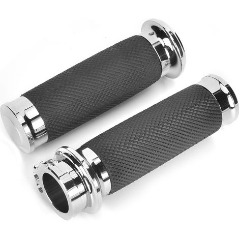 Poignées de guidon moto, manchon argenté antidérapant, accessoire compatible Honda, grip de guidon universel (1/4)