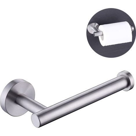 Porte-papier toilette inox rond semi-ouvert mural, support WC vertical/horizontal anti-corrosion robuste Mowze (1/5)