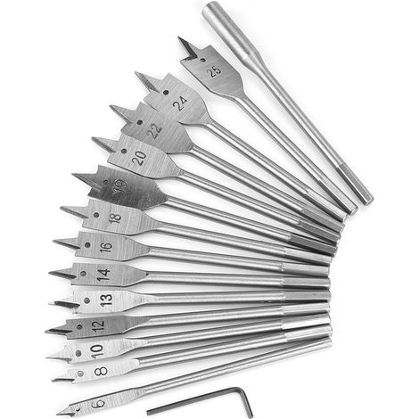 Set mit 15 Sechskant-Holzbohrern aus Kohlenstoffstahl, 6-25 mm, für elektrische Bohrmaschinen (1/5)