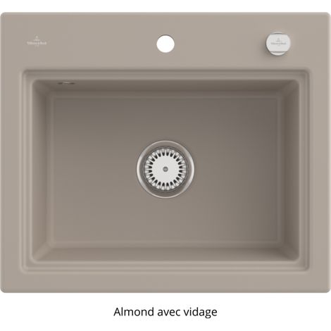 Fregadero VILLEROY ET BOCH Subway Style 60 S Almond CeramicPlus desagüe automático acabado antracita
