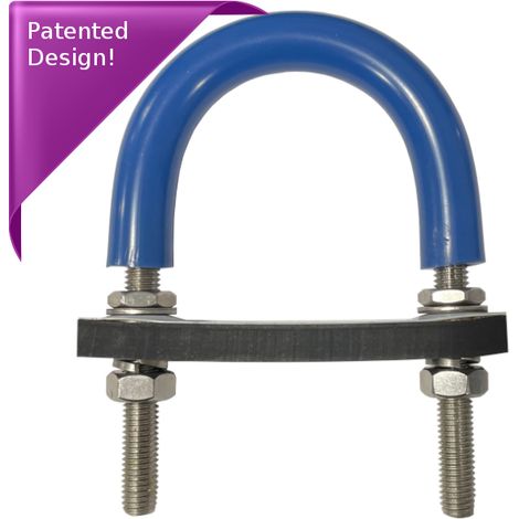 Low Friction Insulated U-Bolt and Backing Pad For Standard Schedule Pipe 23 mm ID (suit 15 mm NB pipe) - Zinc Plated Mild Steel (1/3)