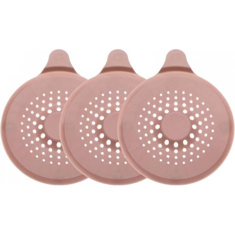 Lot de 3 attrape-cheveux ronds en silicone pour bonde de douche, diamètre 14 cm, pour cuisine, salle de bain, baignoire, rose (1/4)